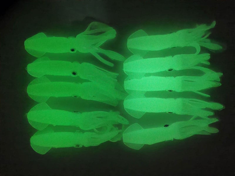 Drchoer Glow Squid Soft Plastic Lure: 4 inch Luminous Octopus Lures for Tuna Marlin Bass Saltwater Lure 10pcs - Image 2